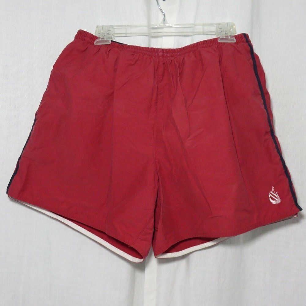 Vintage Nautica L Swim Shorts Trunks Red Navy Blue Lined